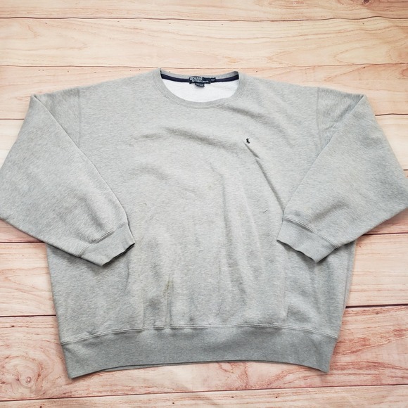 Polo Ralph Lauren Sweatshirt MenS 2XL Gray Blue Pony Crewneck Pullover VINTAGE * - Picture 1 of 13